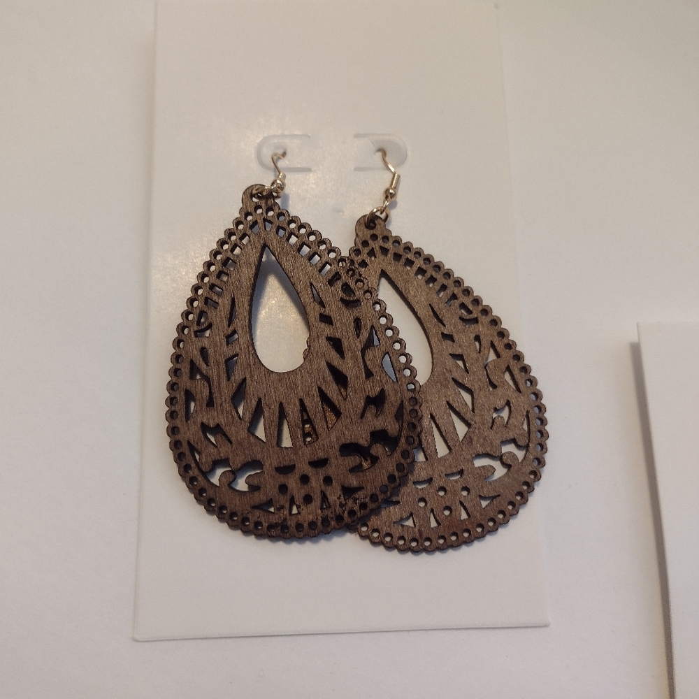 Bohemian style earrings set of 2 pairs coffee and brown New